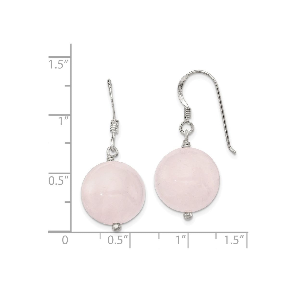 Sterling Silver Dangle Earrings with Rose Quartz, Minimalist Boho Crystal Design for Women