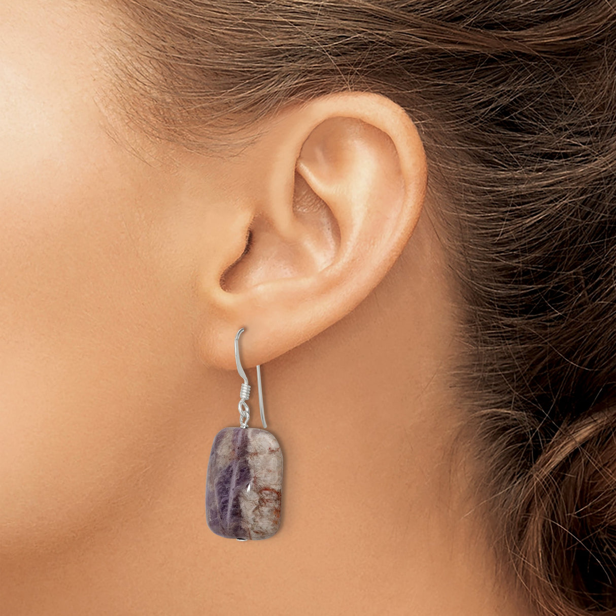 Sterling Silver Dangle Earrings with Amethyst, Boho Style Artisan Drop Design for Women