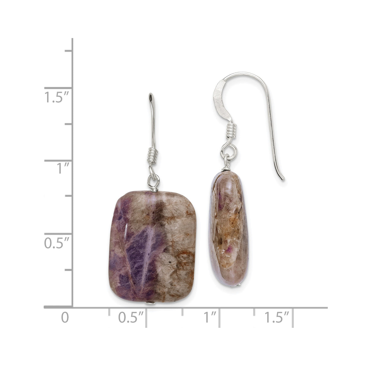 Sterling Silver Dangle Earrings with Amethyst, Boho Style Artisan Drop Design for Women