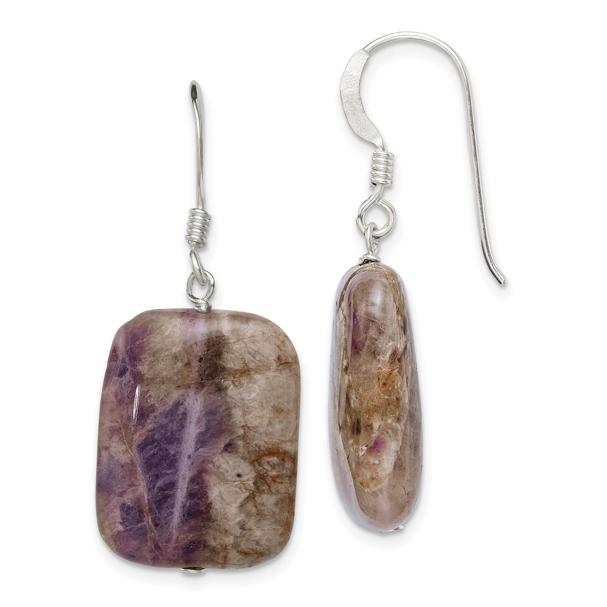 Sterling Silver Dangle Earrings with Amethyst, Boho Style Artisan Drop Design for Women