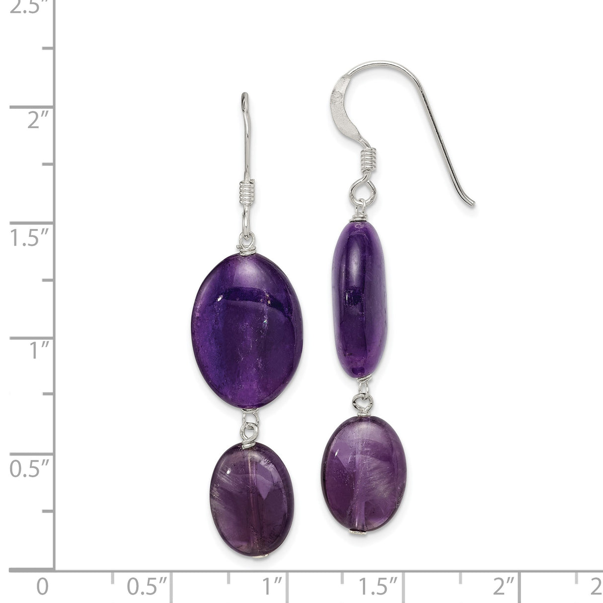 Sterling Silver Drop Earrings with Amethyst and Jade Stones, Spiritual Statement Design for Women