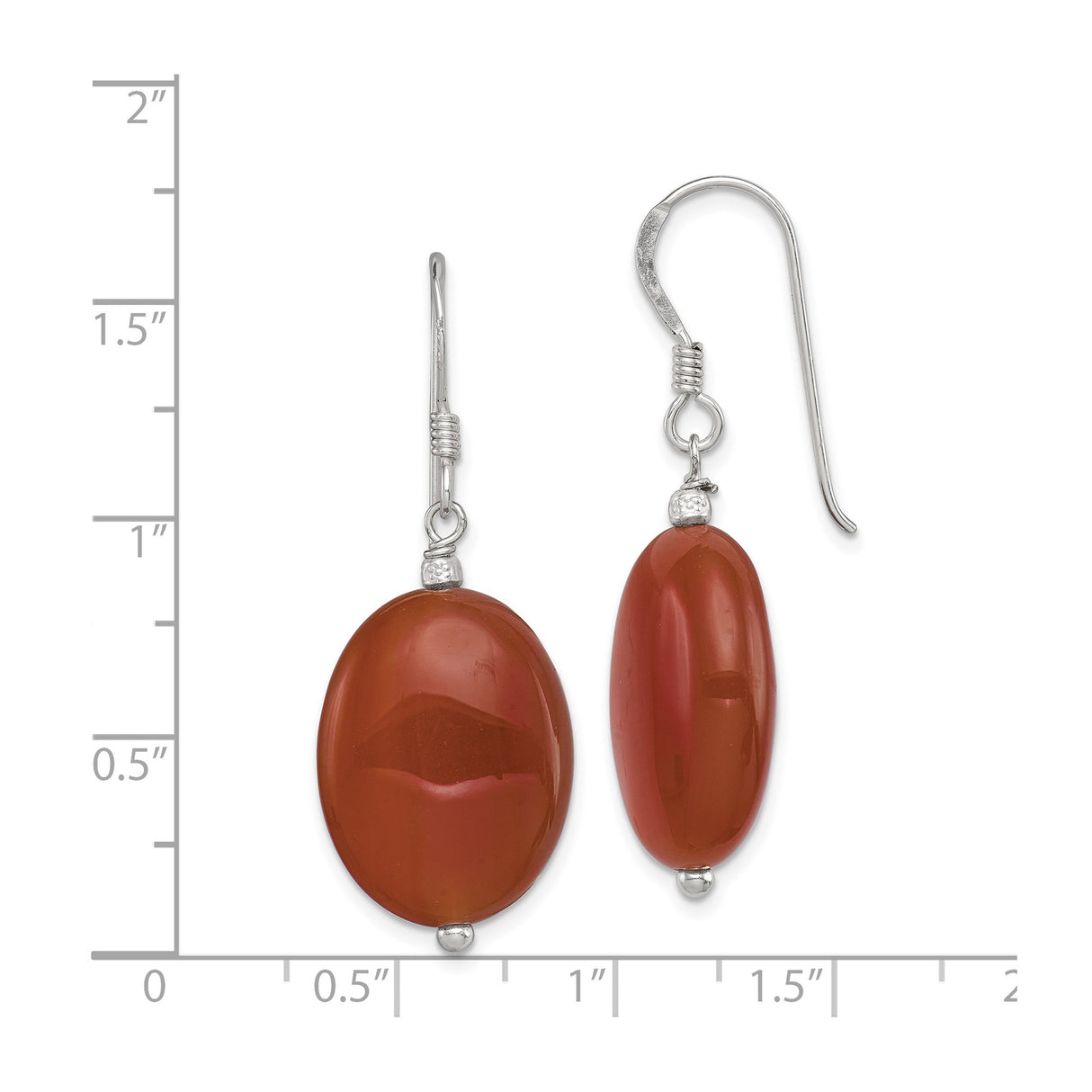 Sterling Silver Dangle Earrings with Red Carnelian, Boho Drop Style for Women