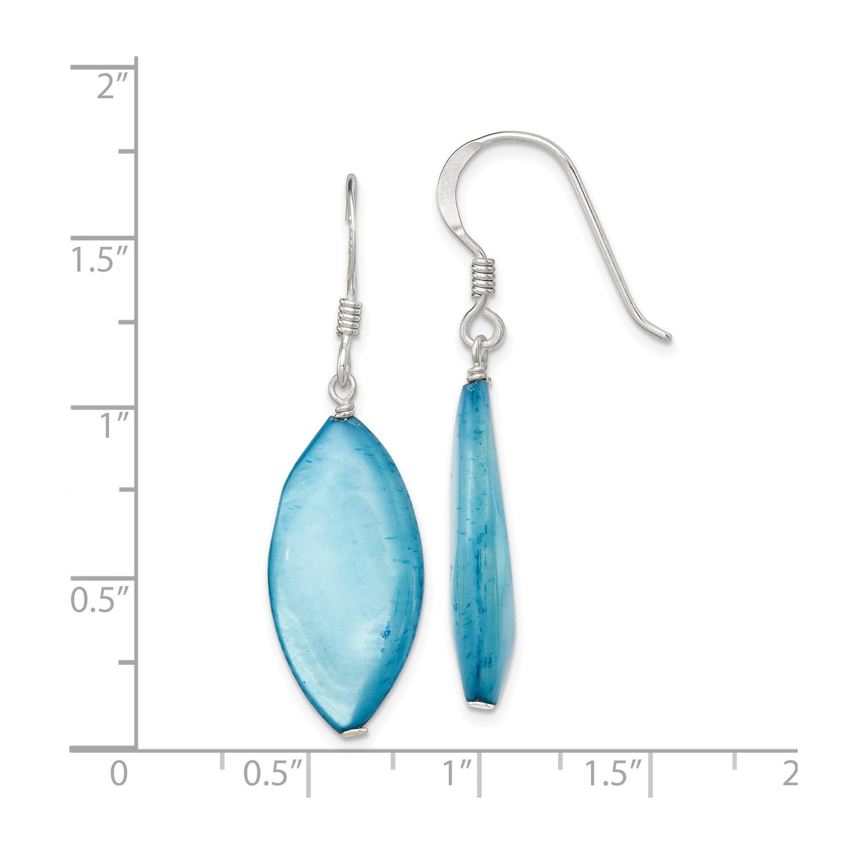 Sterling Silver Dangle Earrings with Mother of Pearl, Marquise Ocean Style for Women