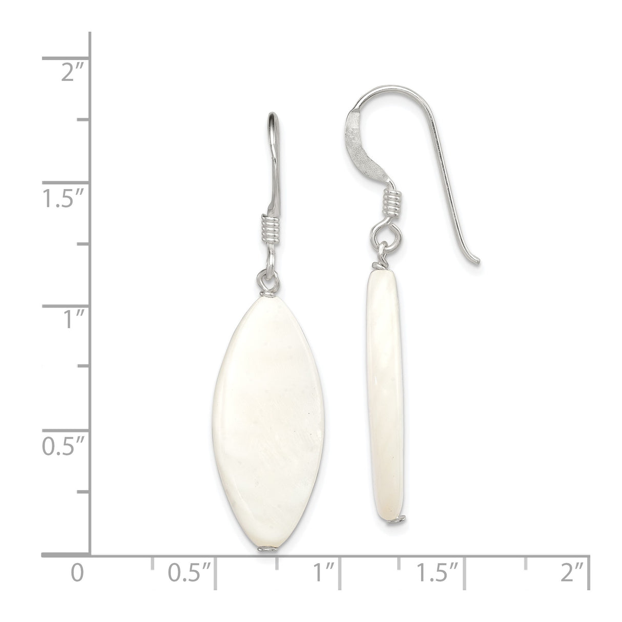 Sterling Silver Dangle Earrings with Marquise Mother of Pearl Drops, Minimalist Boho Style