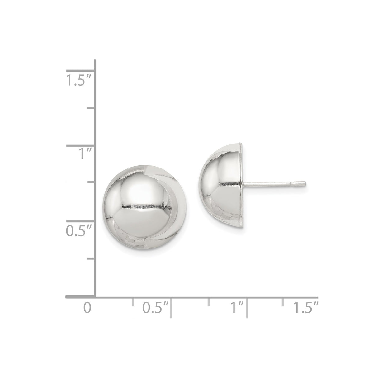 Sterling Silver Dome Earrings, Polished Half Sphere Studs, Minimalist Modern Design for Women