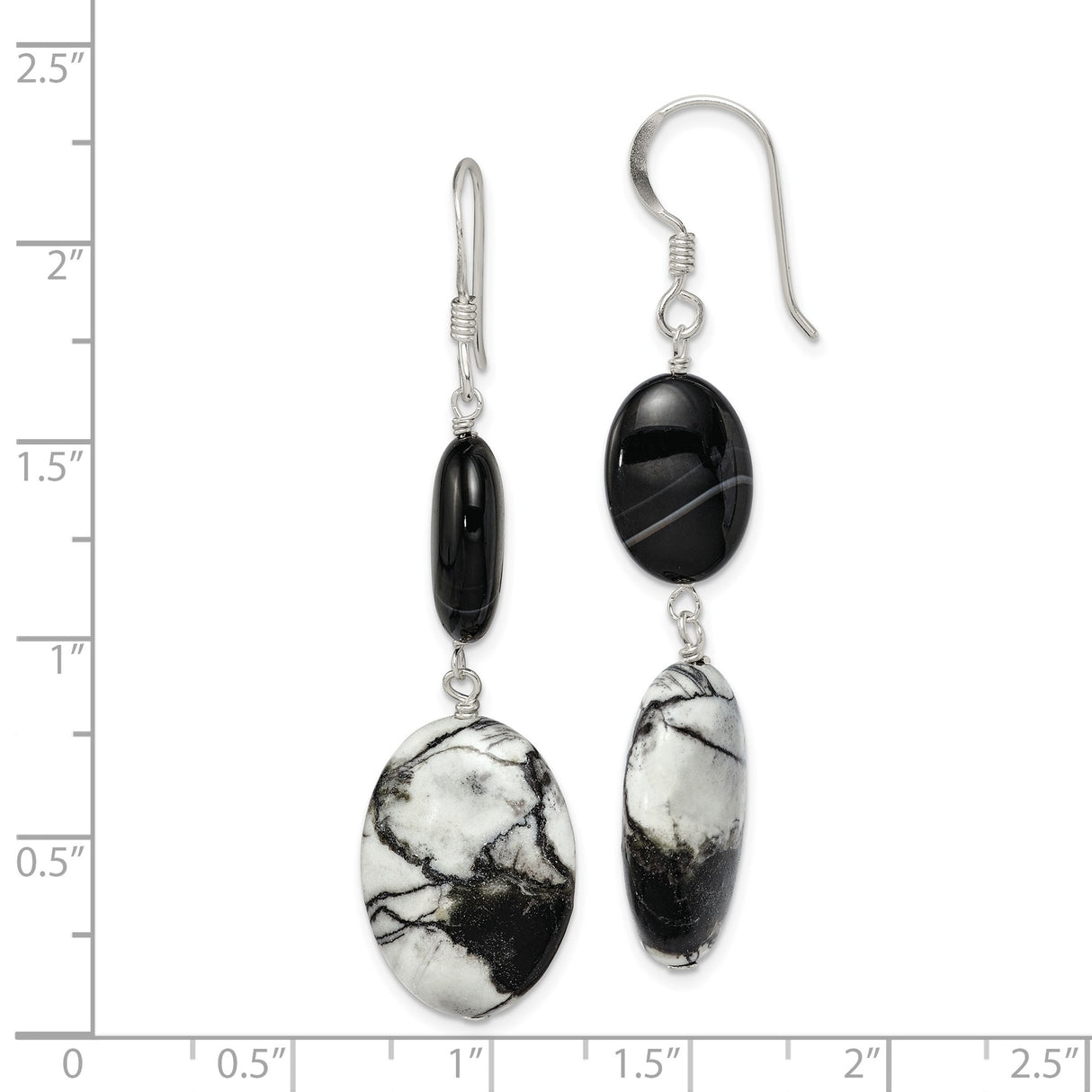 Sterling Silver Dangle Earrings with Sardonyx and Jasper, Boho Artisan Style for Women
