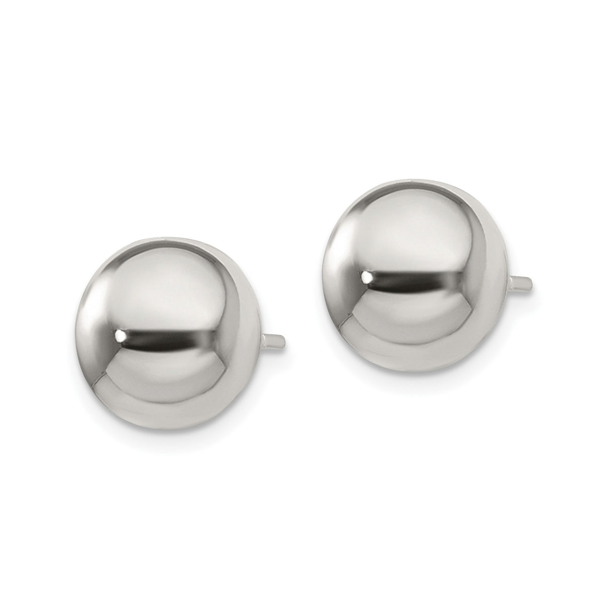 Sterling Silver Dome Stud Earrings, 10mm Polished Ball Shape, Minimalist Round Design for Women