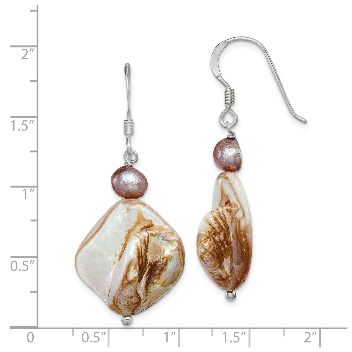 Sterling Silver Dangle Earrings with Freshwater Pearls, Boho Coastal Style