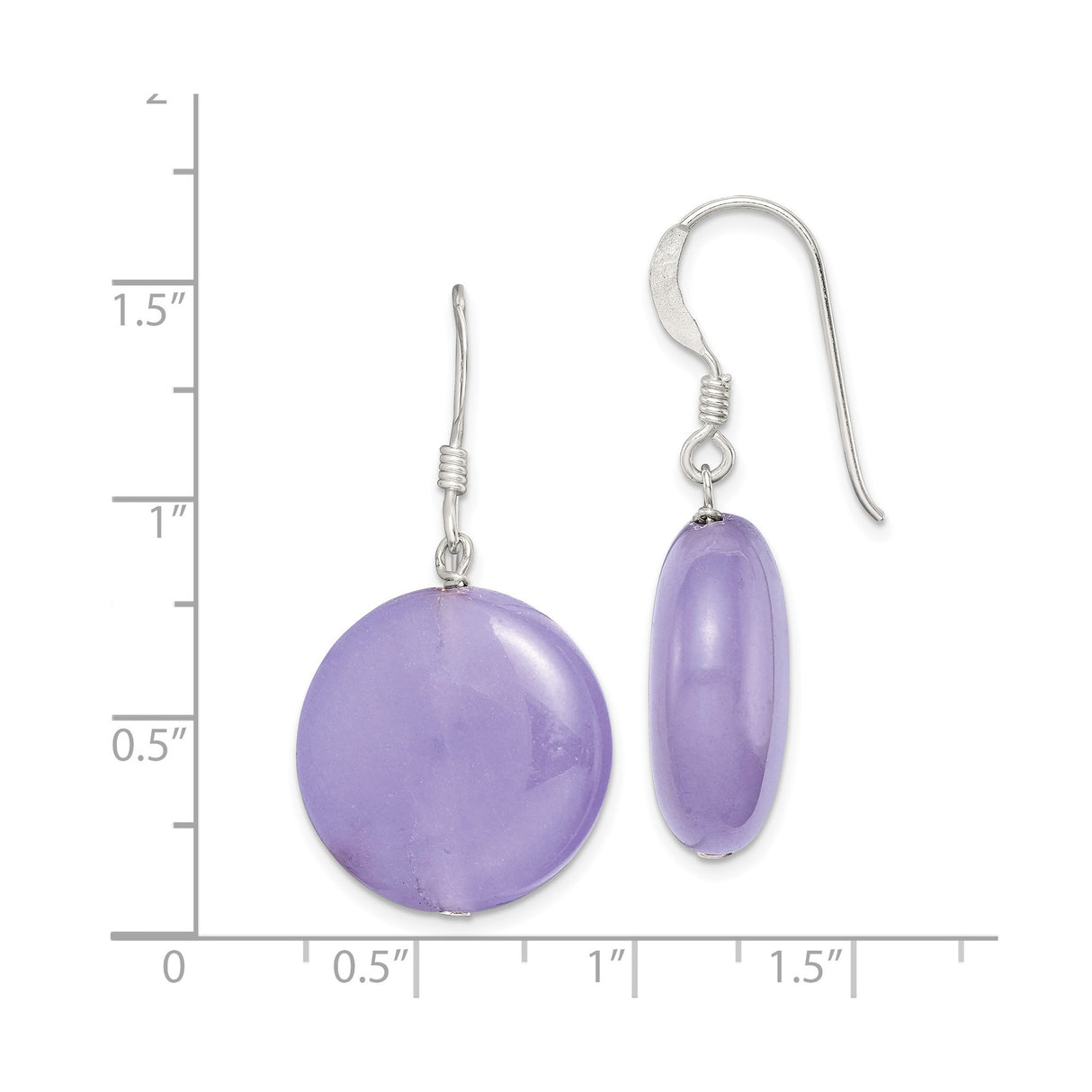 Sterling Silver Dangle Earrings with Round Lavender Jade Beads, Calming Gemstone Design for Women