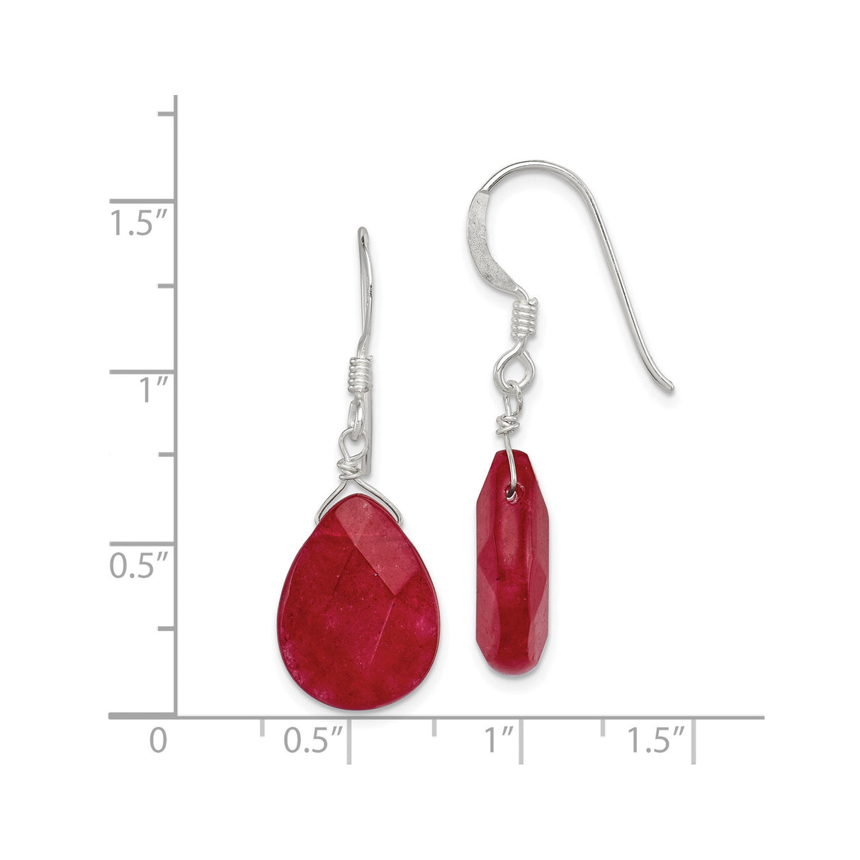 Sterling Silver Dangle Earrings with Pear-Shaped Jade, Wire Hook Design for Women