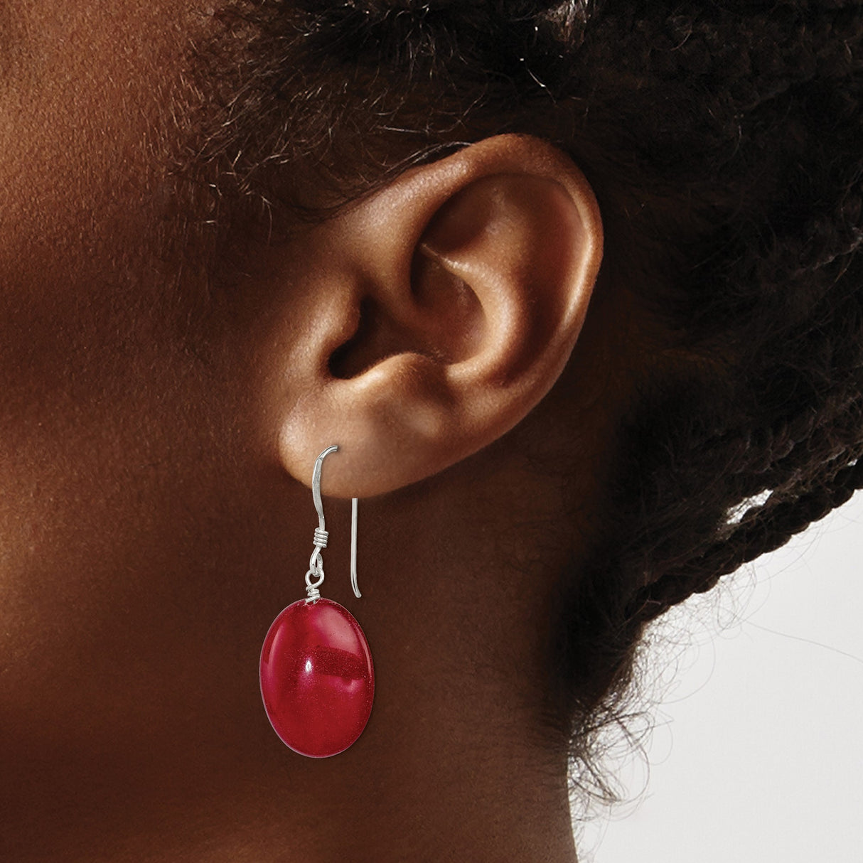 Sterling Silver Dangle Earrings with Jade, Polished Modern Drop Design for Women