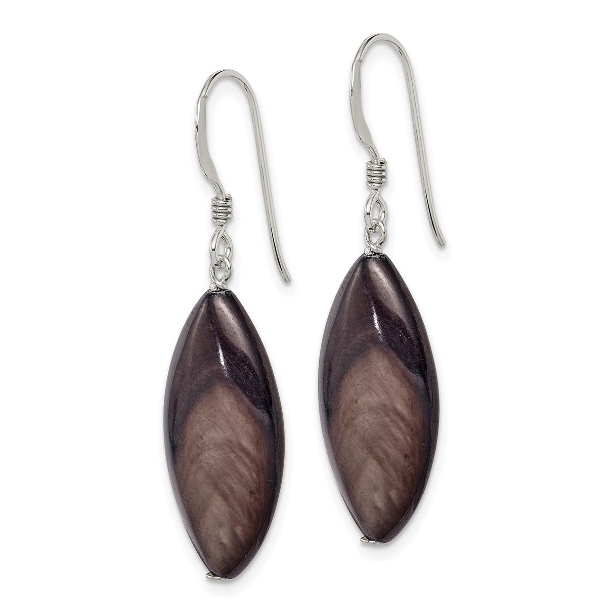 Sterling Silver Dangle Earrings with Marquise Mother of Pearl, Minimalist Boho Style for Women