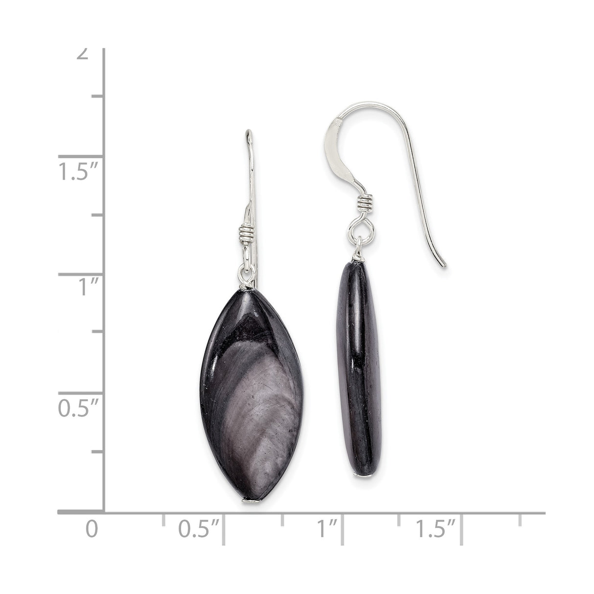 Sterling Silver Dangle Earrings with Marquise Mother of Pearl, Minimalist Boho Style for Women