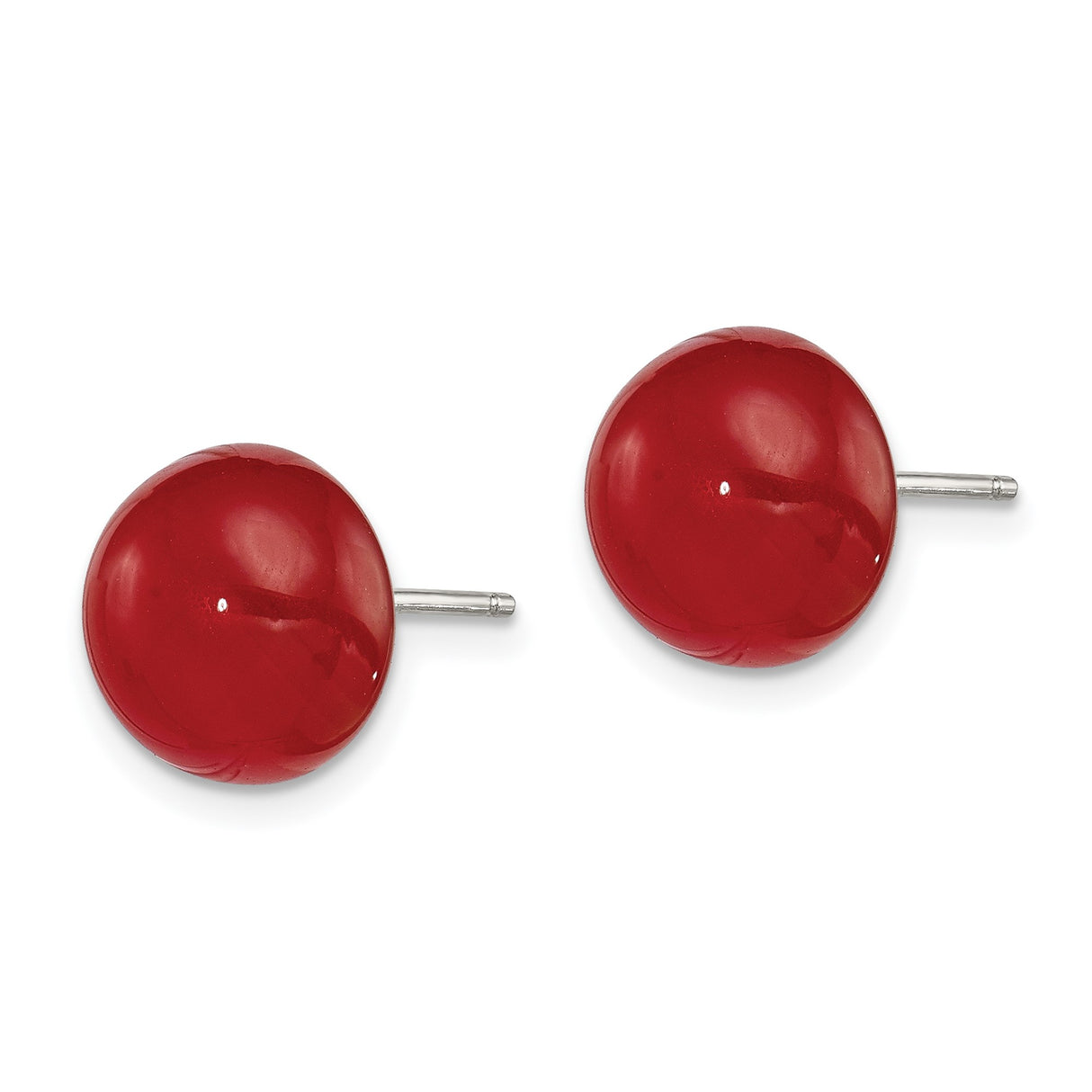Sterling Silver Stud Earrings with Carnelian, Round Dome Design, Minimalist Modern Style