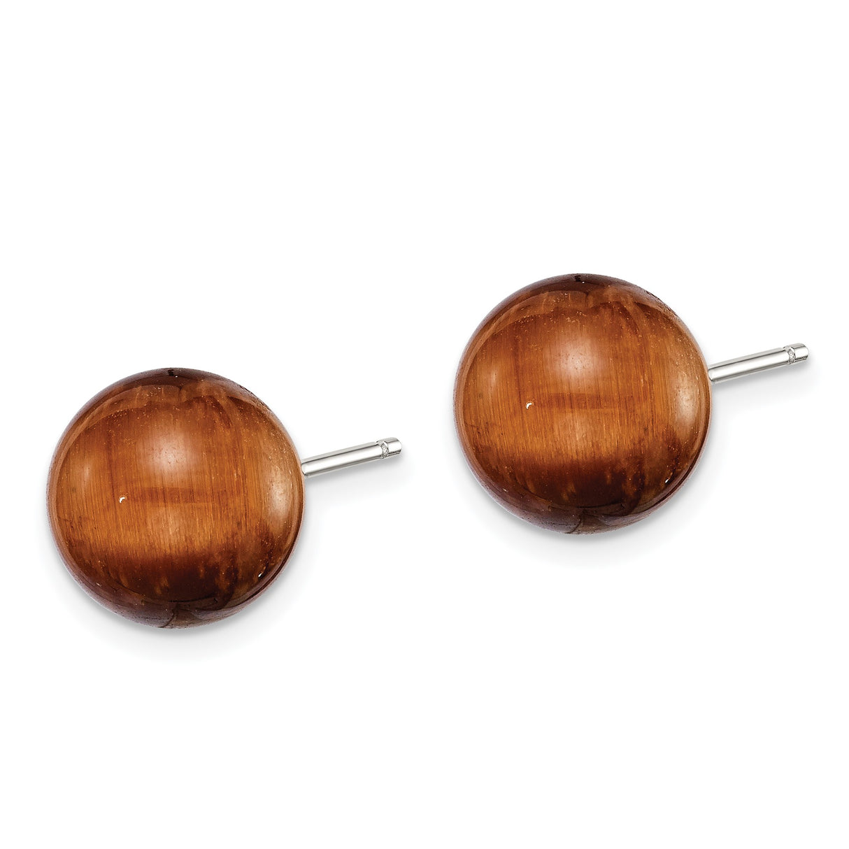 Sterling Silver Stud Earrings with Tiger Eye Gemstone, Minimalist Spiritual Jewelry for Women