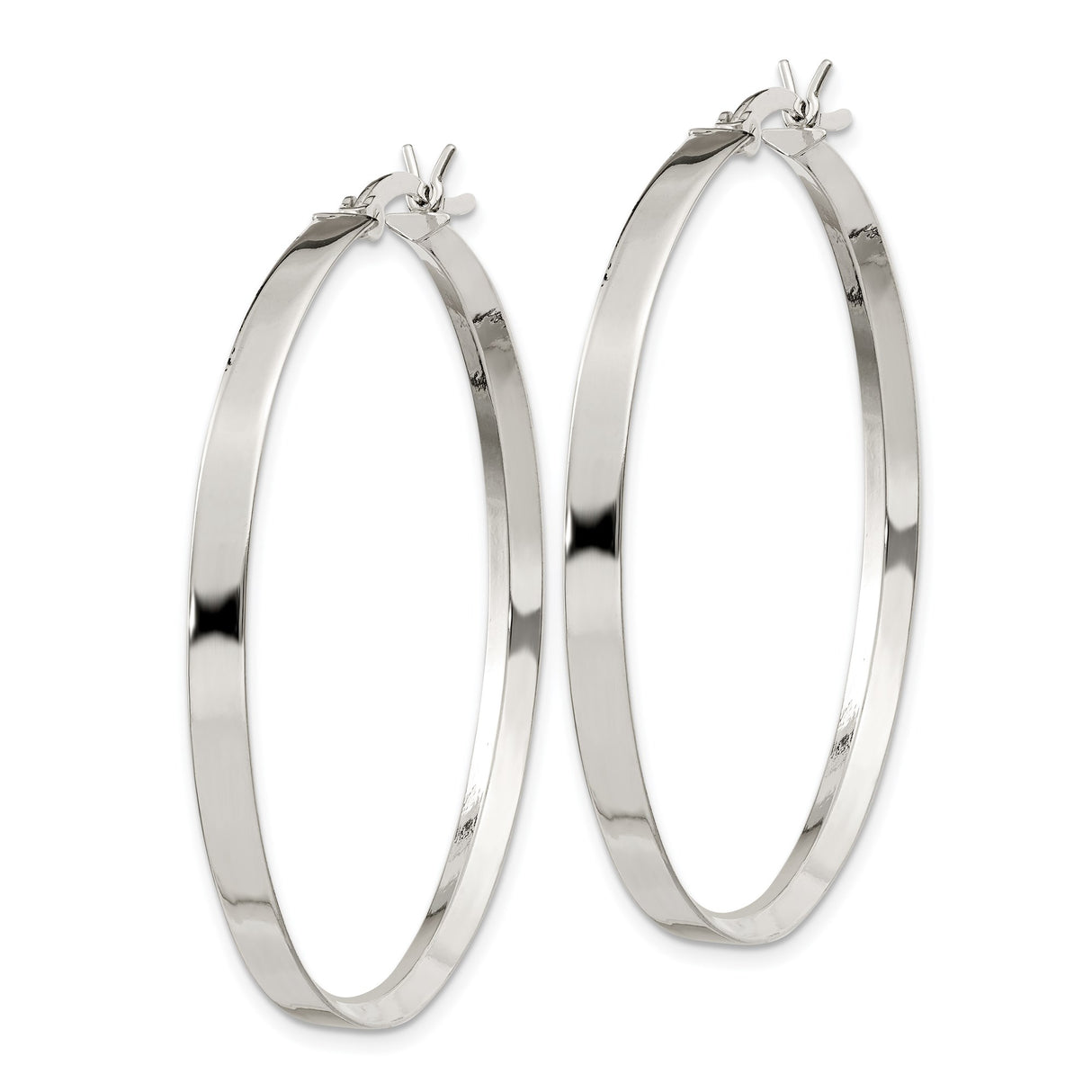 Sterling Silver Hoop Earrings, Large Round Tube Style with High Polish Finish, Minimalist Design