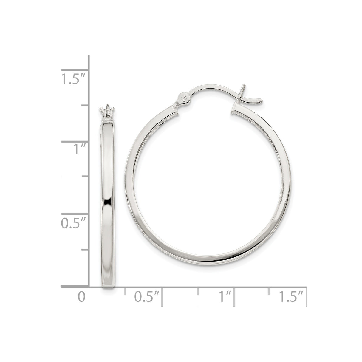 Sterling Silver Hoop Earrings, Smooth Minimalist Tube Style with Latch Closure