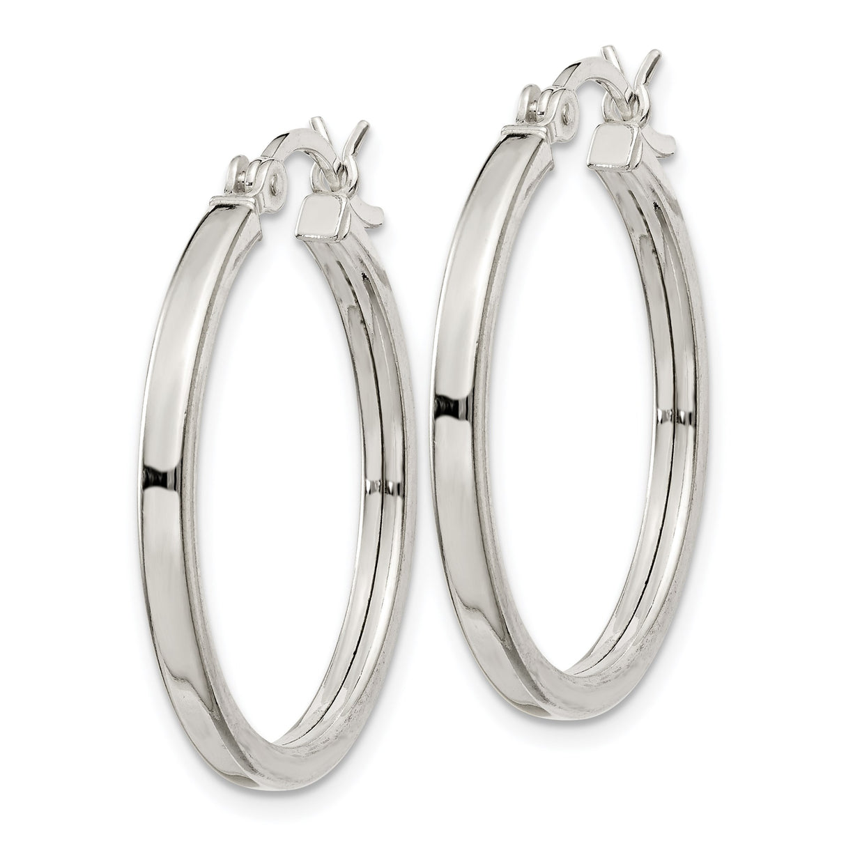Sterling Silver Hoop Earrings with Hinged Closure, Lightweight Polished Minimalist Design for Women