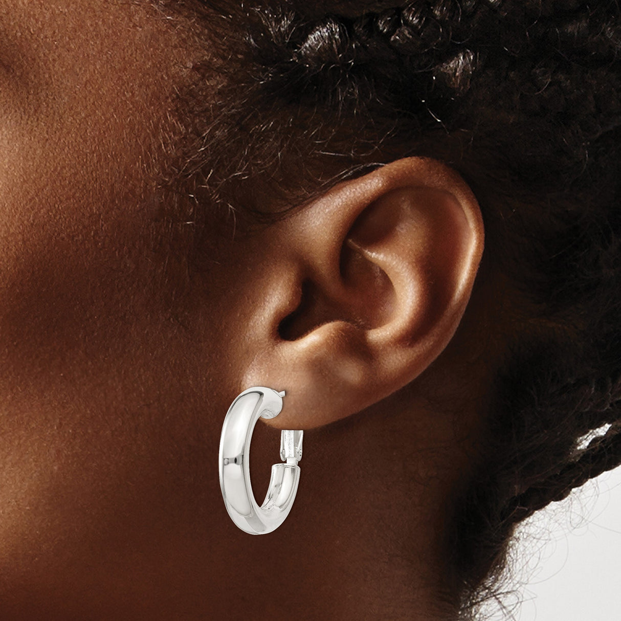 Sterling Silver Hoop Earrings with Hinged Closure, Lightweight Polished Minimalist Design for Women