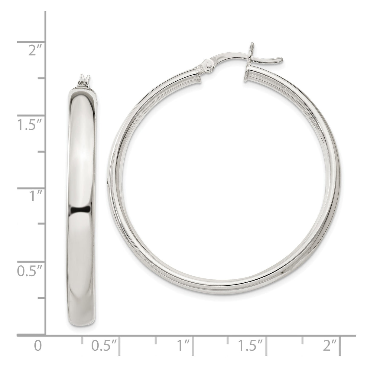 Sterling Silver Hoop Earrings with Latch-Back Closure, Polished Tube Design, Lightweight and Minimalist