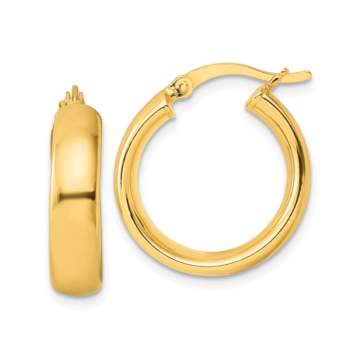 Sterling Silver Gold Plated Hoop Earrings, Smooth Finish, Classic Latch Back, Minimalist Style