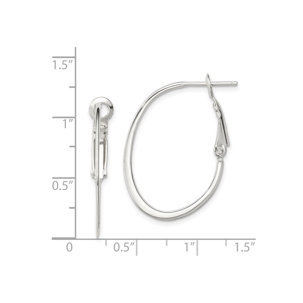 Sterling Silver Oval Hoop Earrings, Hinged Snap Closure, Lightweight Minimalist Design for Women