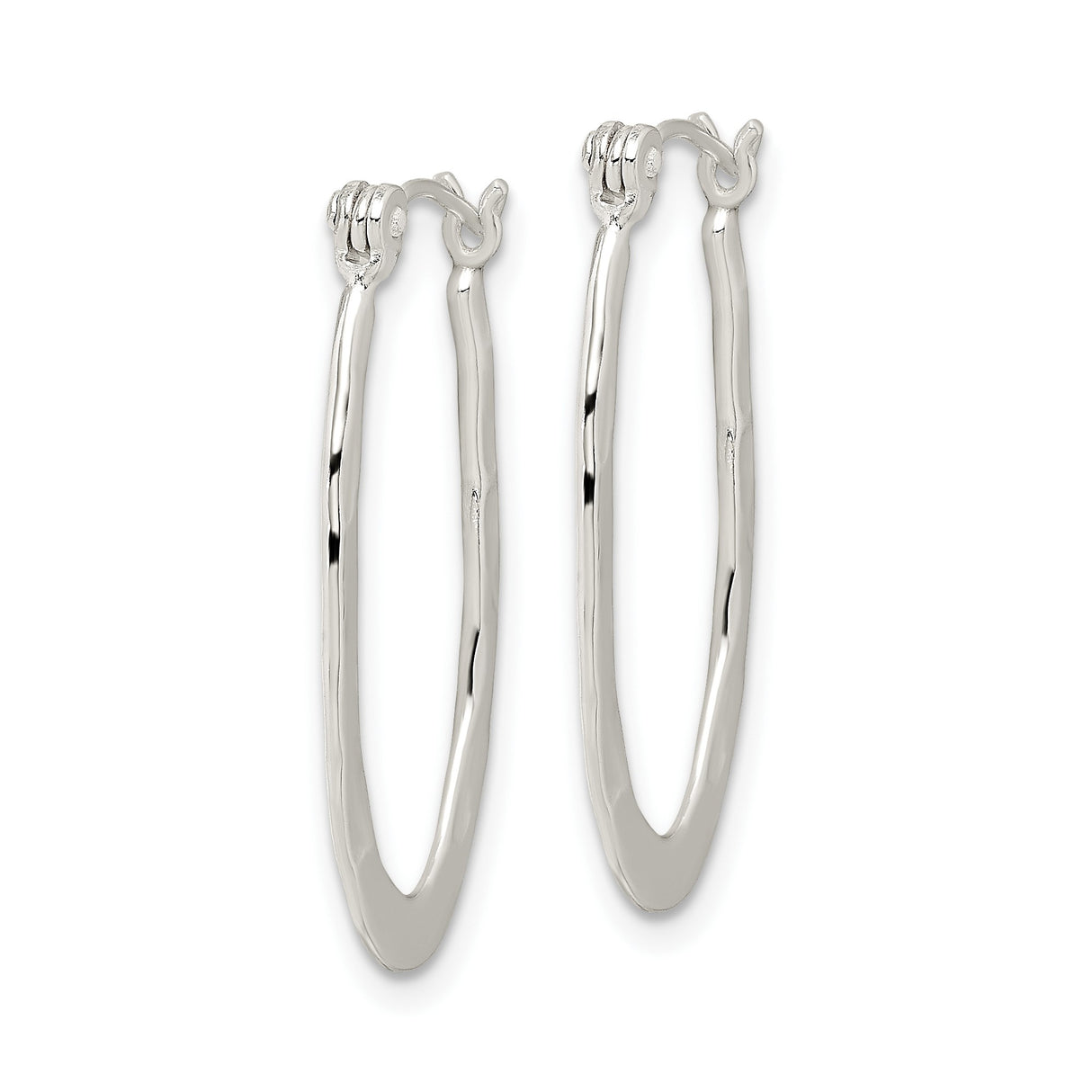 Sterling Silver Oval Hoop Earrings with Hammered Textured Design for Women