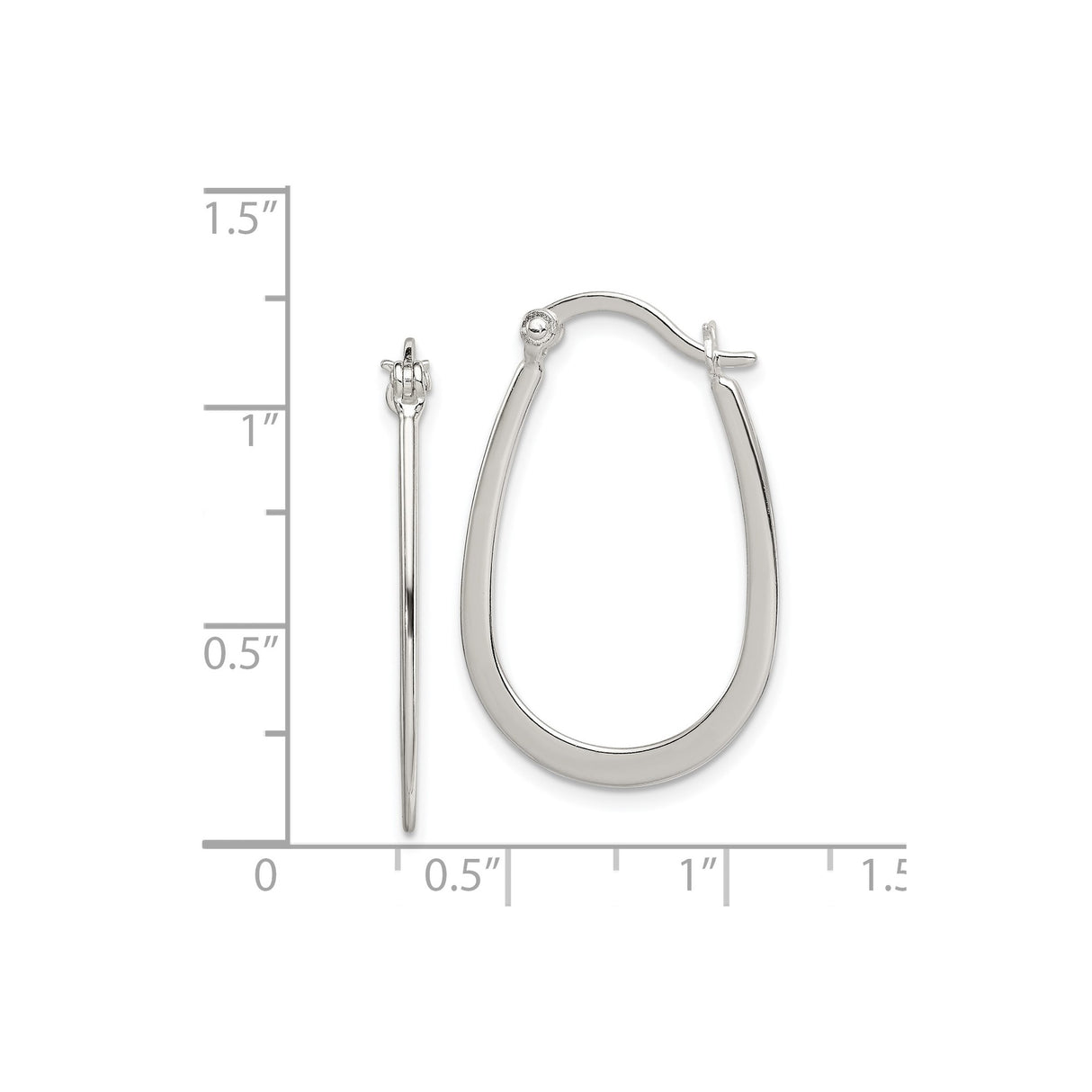 Sterling Silver Teardrop Hoop Earrings with Latch Back, Lightweight Minimalist Design