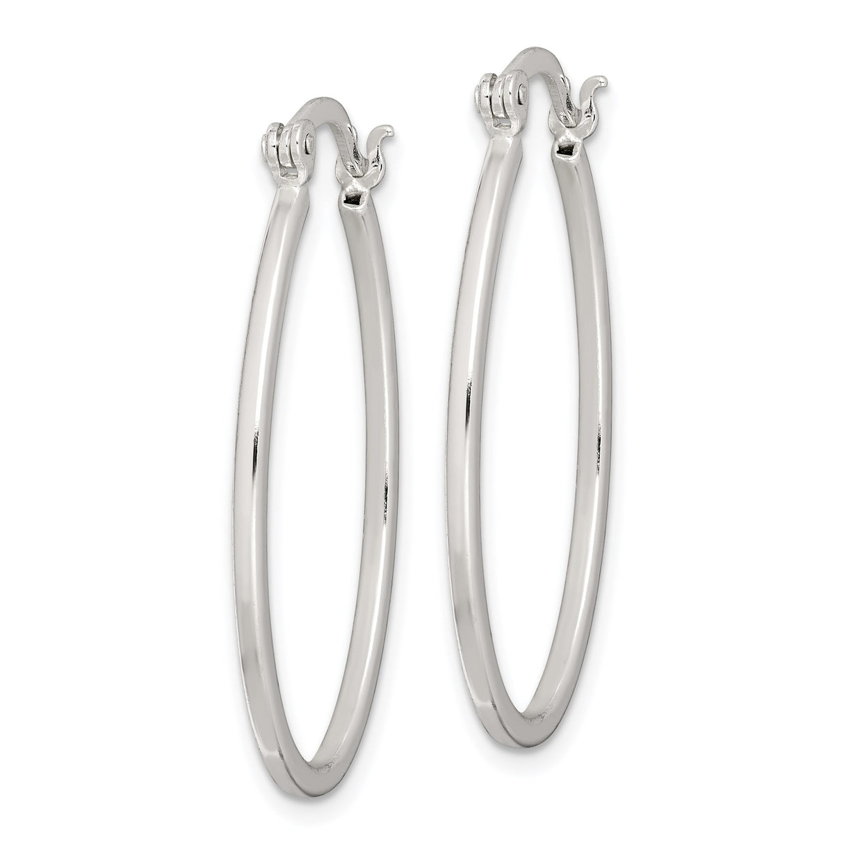 Sterling Silver Oval Hoop Earrings, Polished Lightweight Minimalist Design for Women