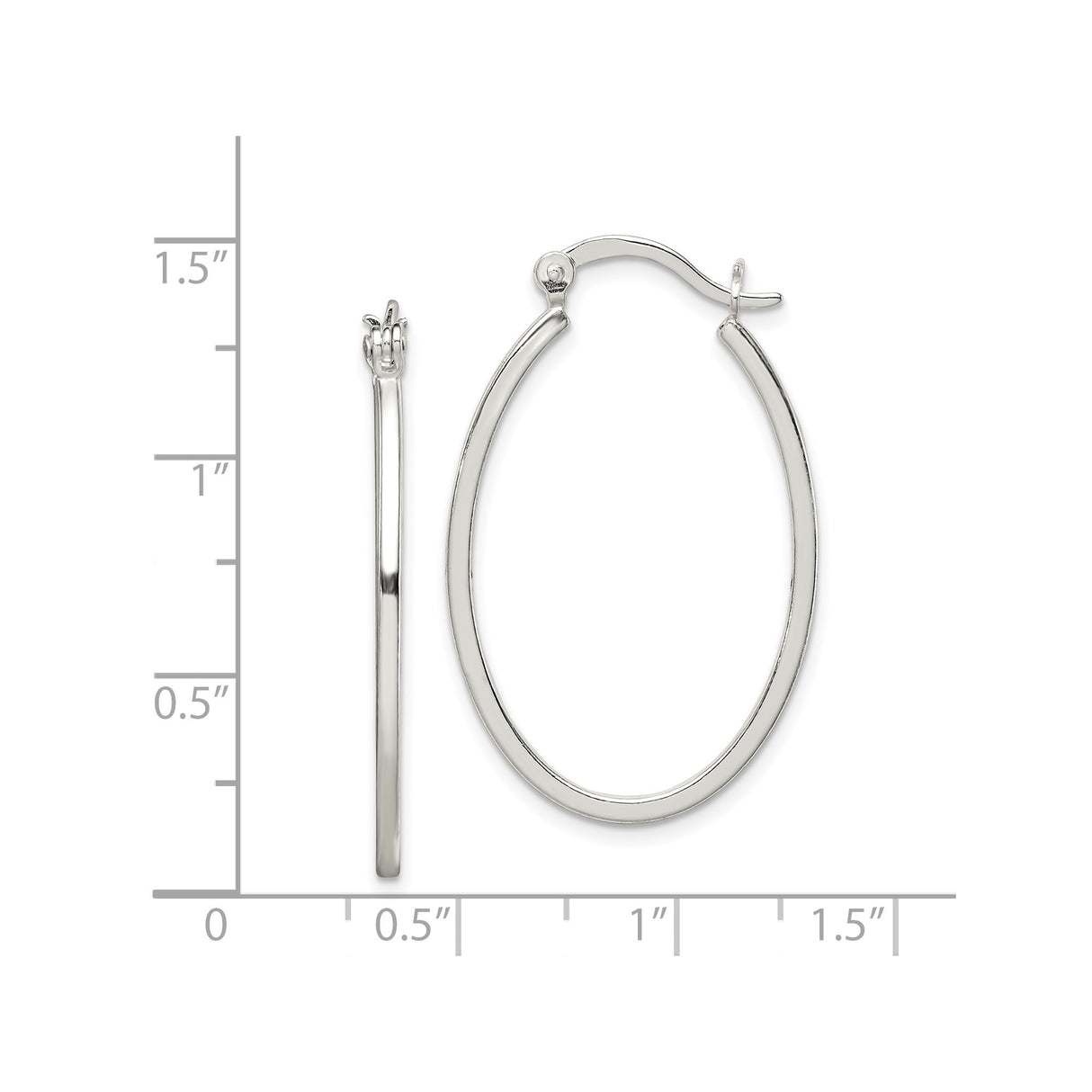 Sterling Silver Oval Hoop Earrings, Polished Lightweight Minimalist Design for Women