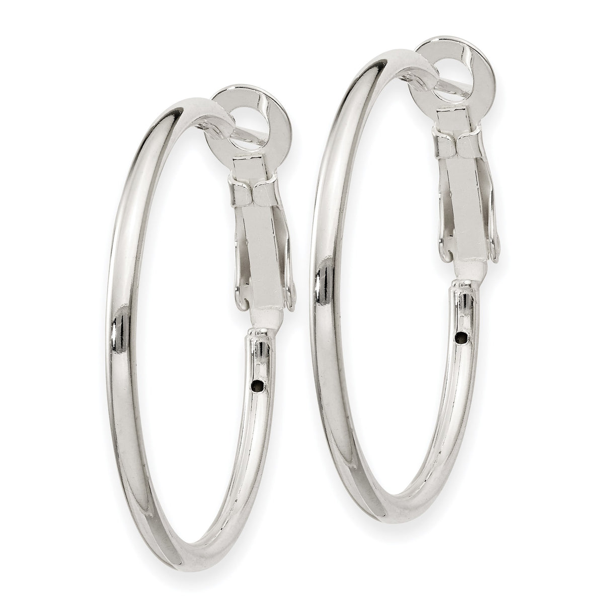 Sterling Silver Hoop Earrings, Classic Polished Finish with Secure Latch Back Closure