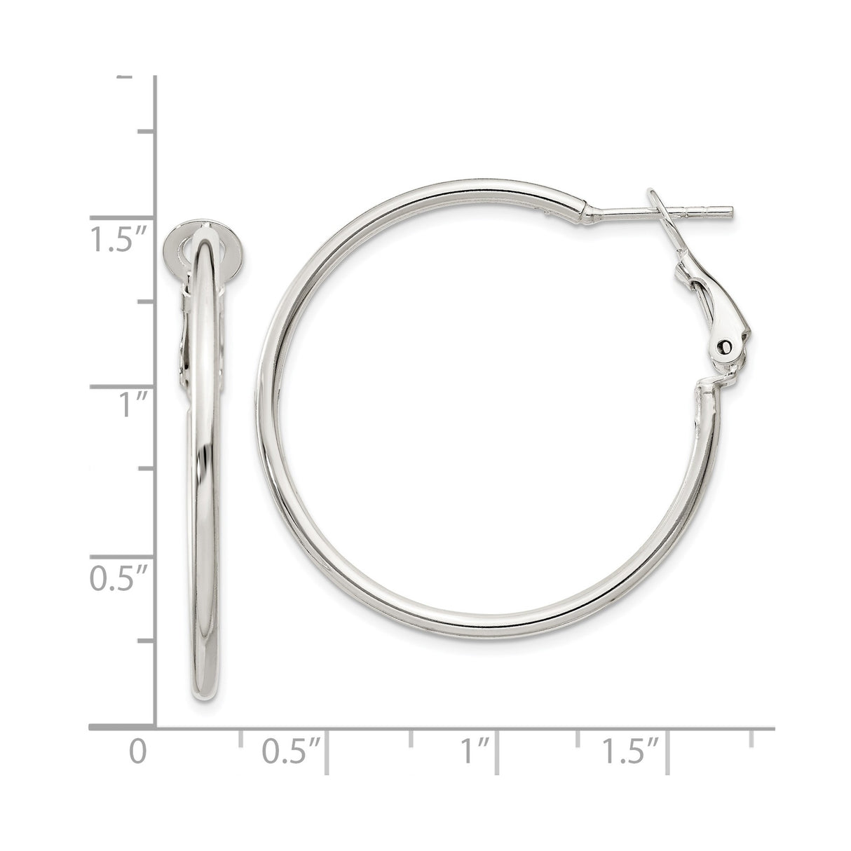 Sterling Silver Hoop Earrings, Polished Round Minimalist Design with Latch-Back Closure