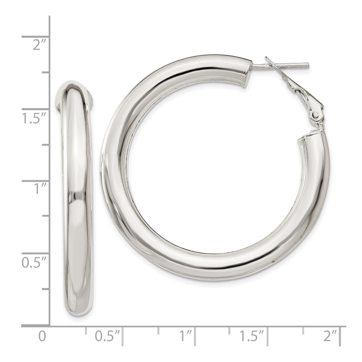 Sterling Silver Hoop Earrings with Omega Back, Small Lightweight Polished Round Design for Women