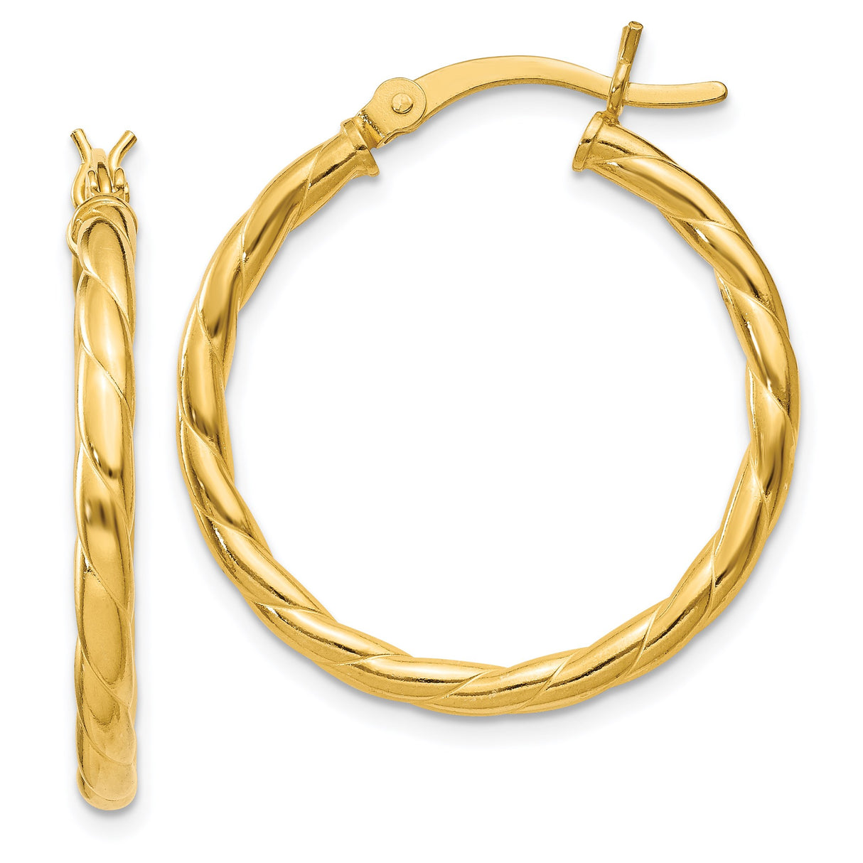 Sterling Silver Twisted Spiral Tube Hoop Earrings with Polished Rope Design