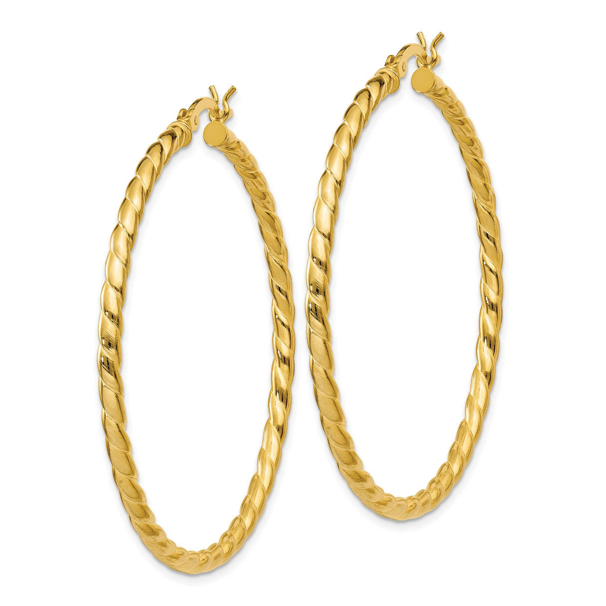 Sterling Silver Gold Plated Hoop Earrings, Large Twisted Rope Design for Women