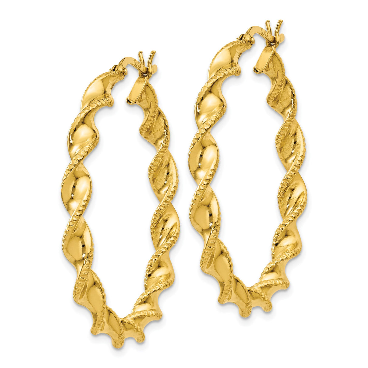 Sterling Silver Gold Plated Twisted Hoop Earrings with Braided Textured Finish