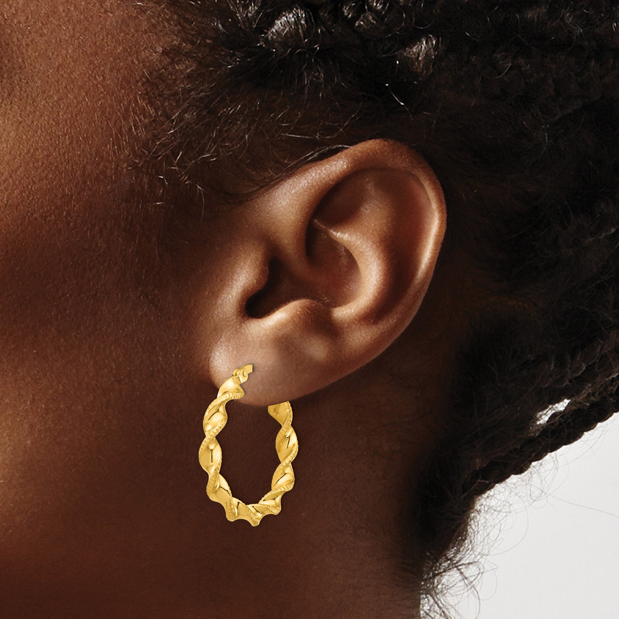 Sterling Silver Twisted Spiral Tube Hoop Earrings with Textured Rope Design