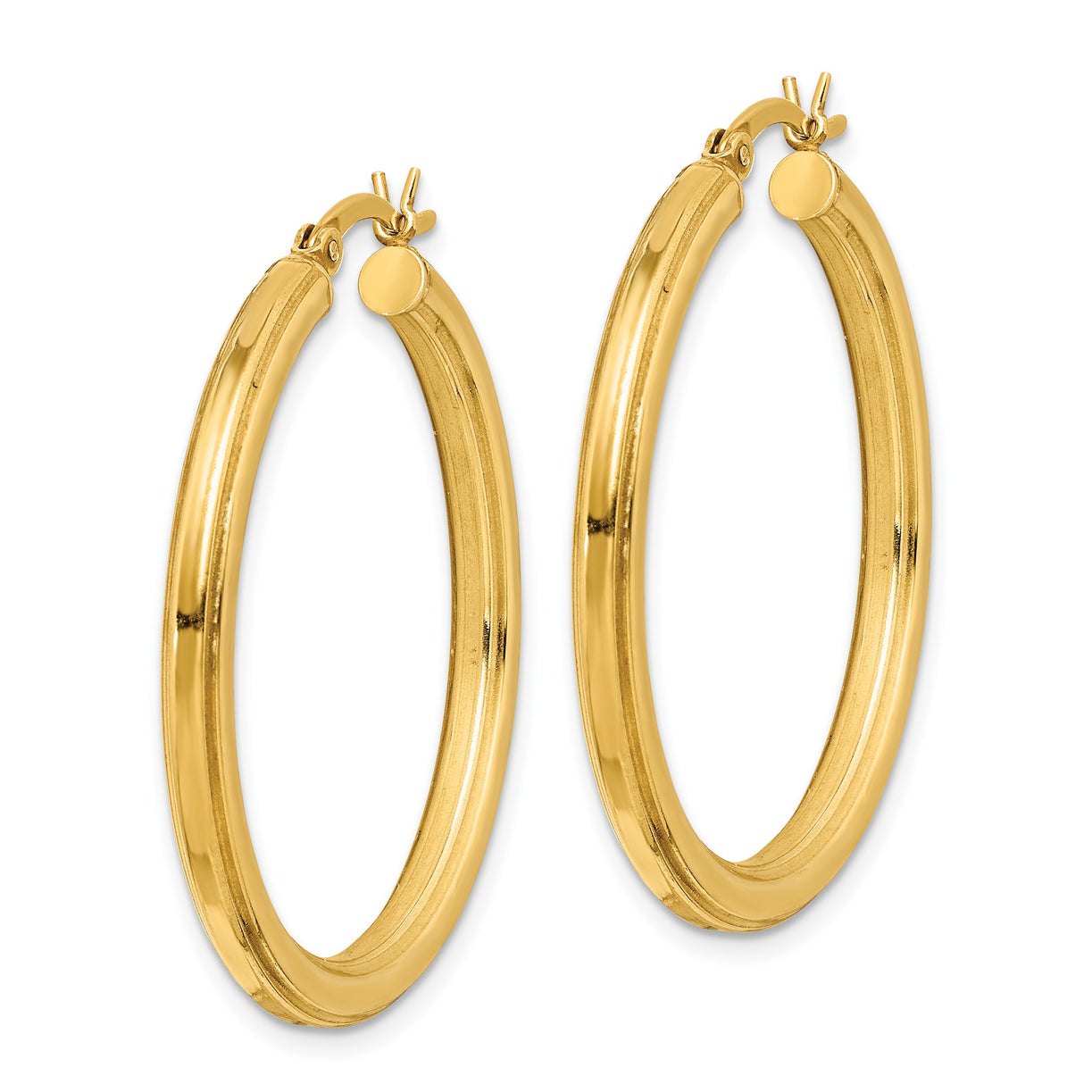 Sterling Silver Gold Plated Hoop Earrings, Classic 3mm Round Tube, Smooth Polished Finish