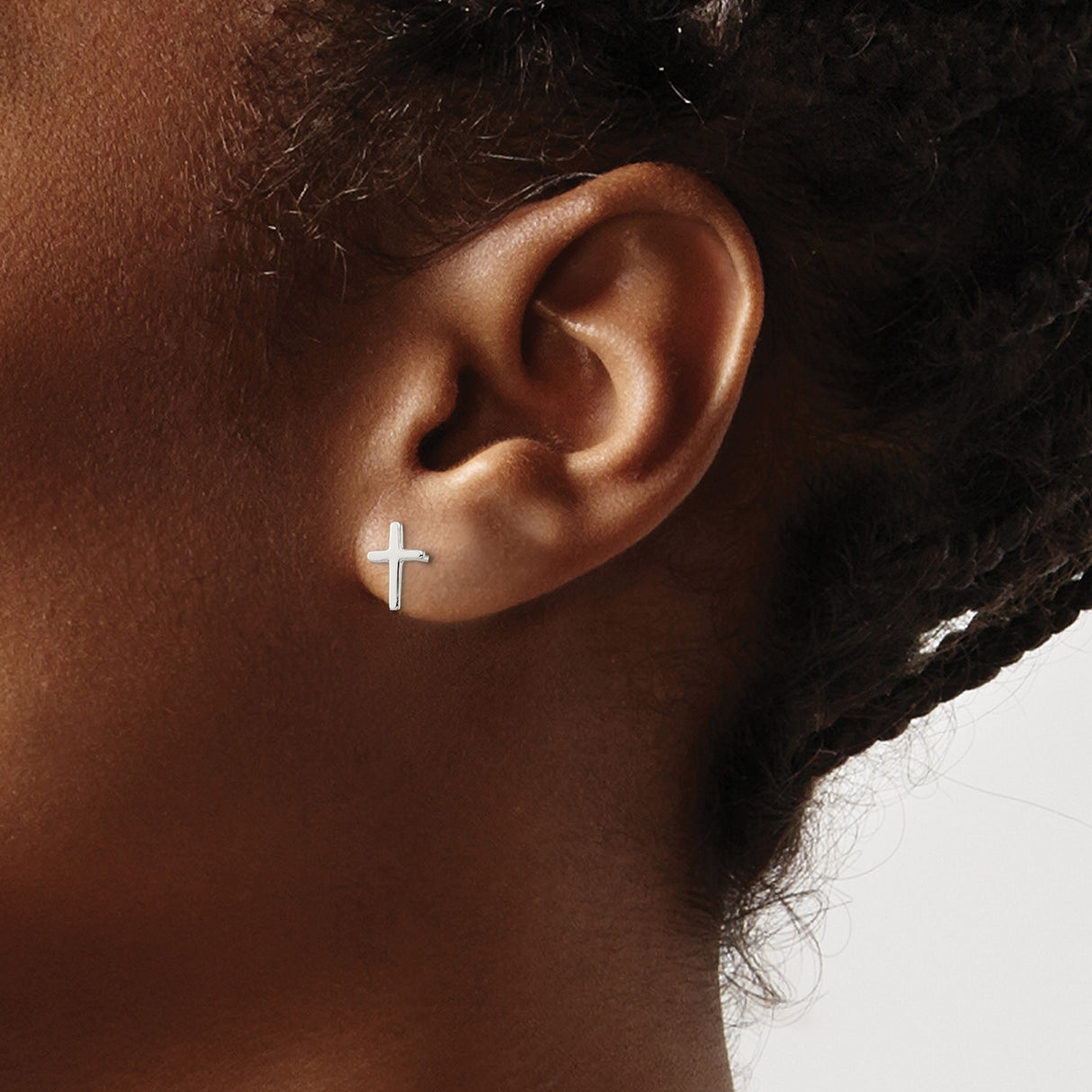 Sterling Silver Cross Stud Earrings, Polished Minimalist Latin Design, Religious Symbolism