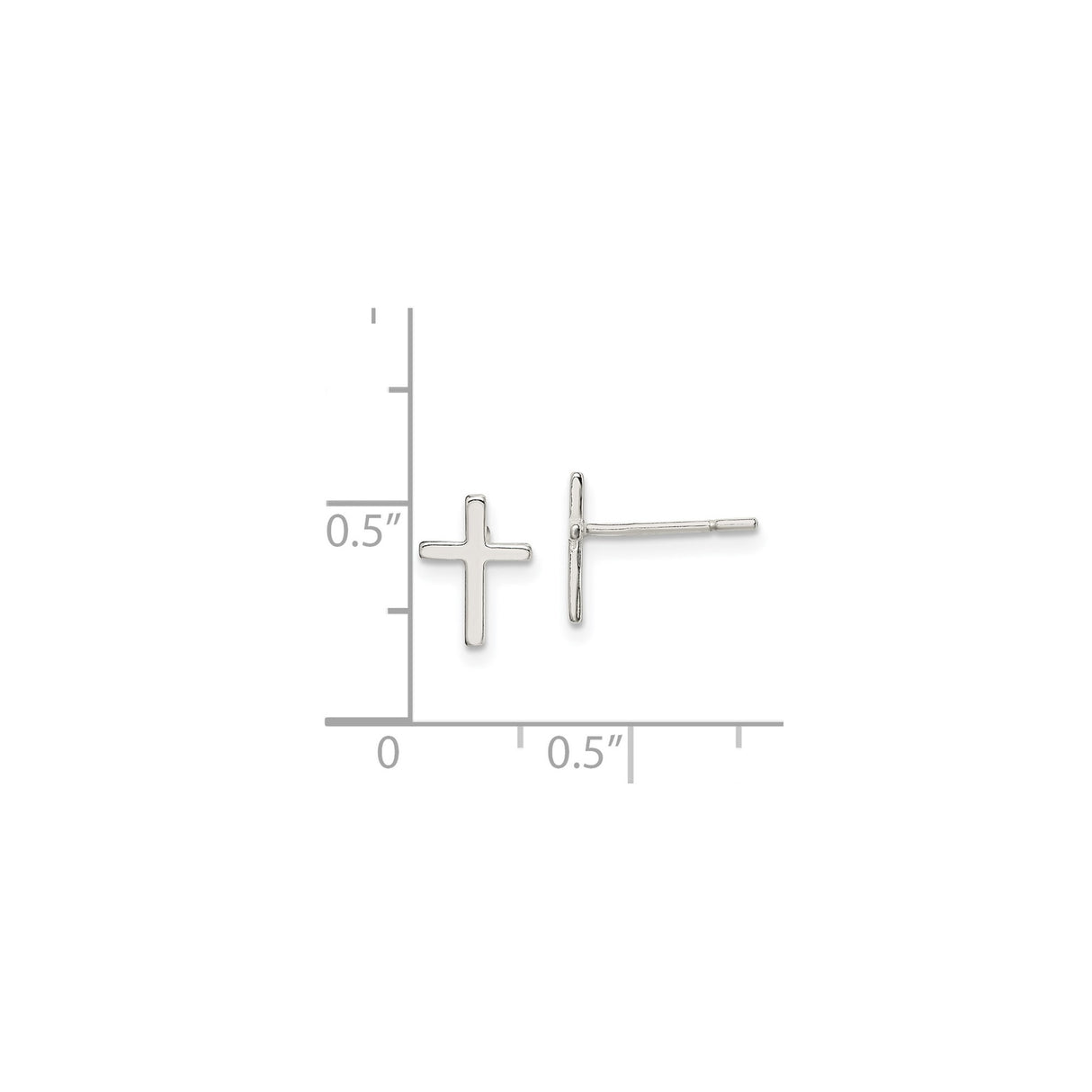 Sterling Silver Cross Stud Earrings, Polished Minimalist Latin Design, Religious Symbolism