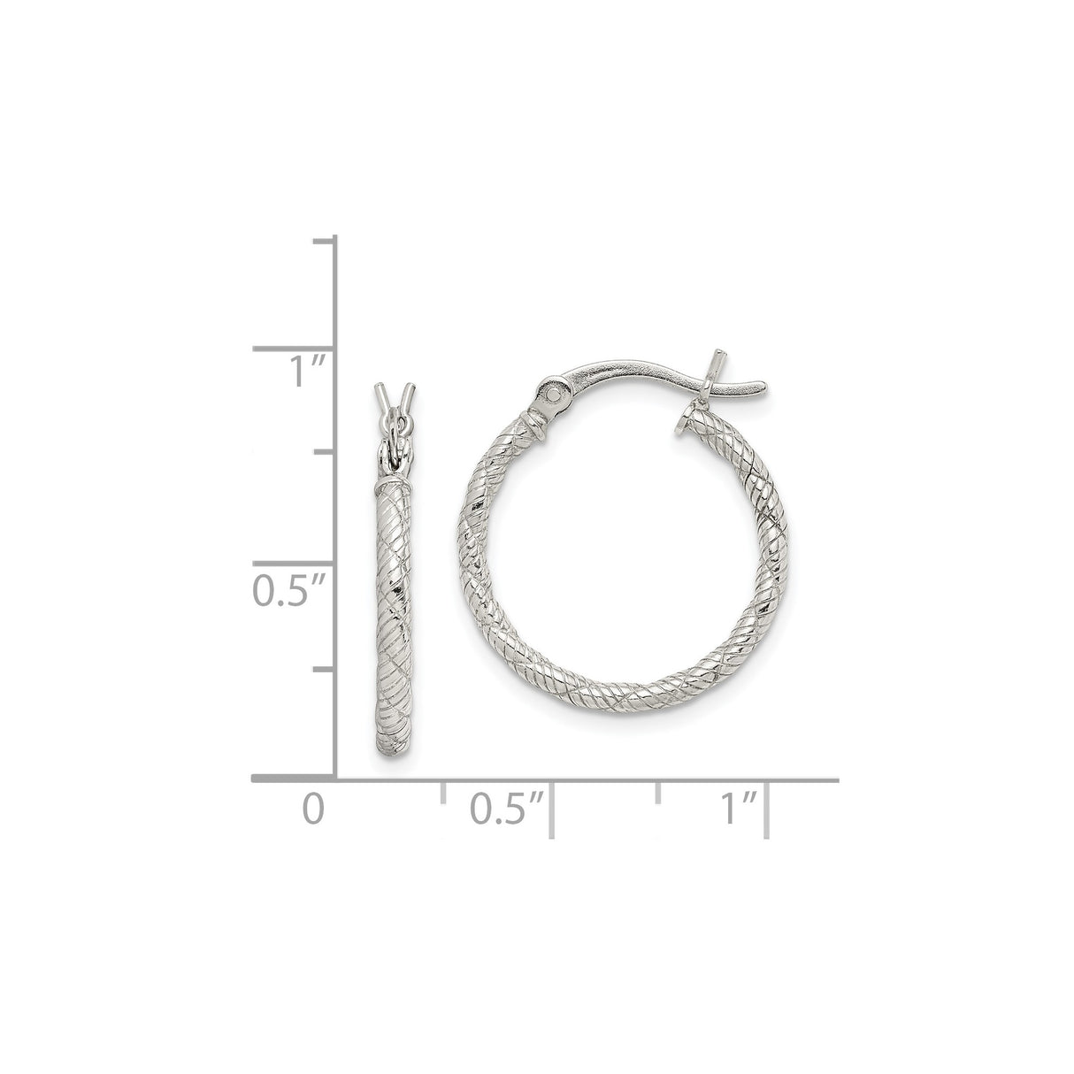 Sterling Silver Hoop Earrings with Twisted Rope Design, Textured Medium Fashion Style for Women