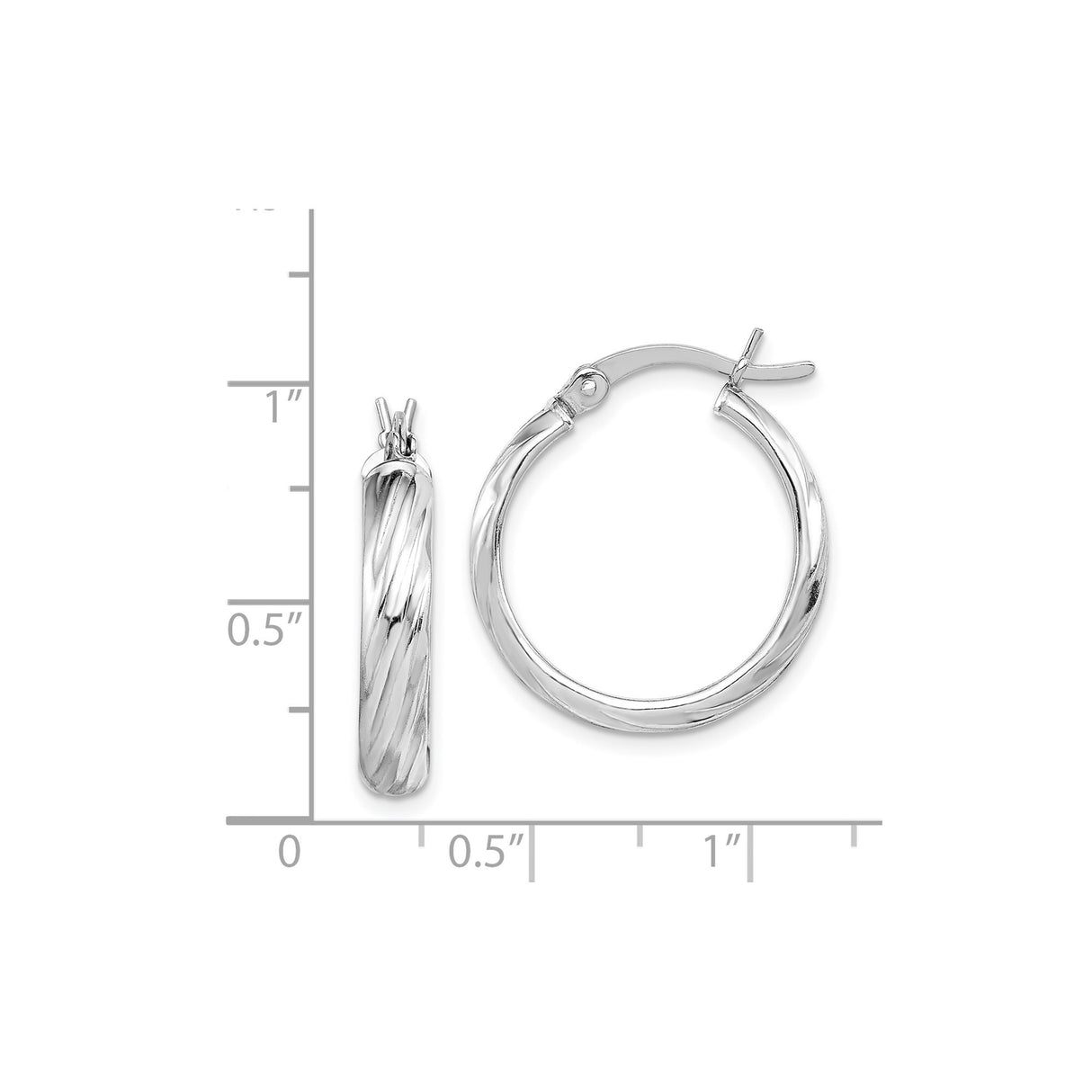 Sterling Silver Hoop Earrings, Twisted Round Design with Polished Textured Finish