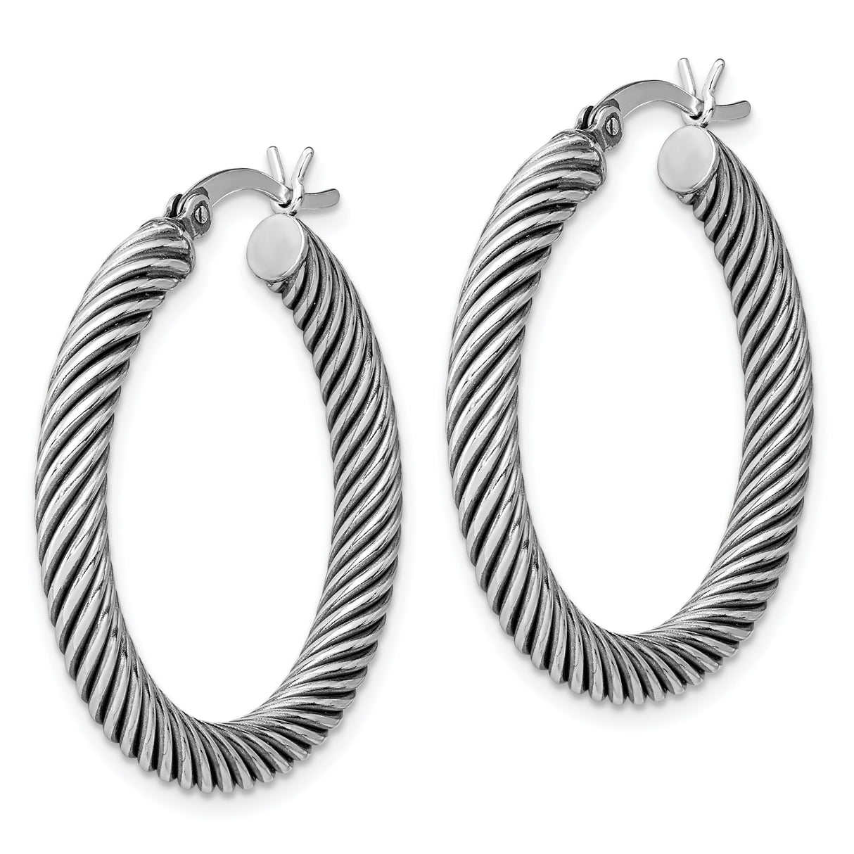 Sterling Silver Hoop Earrings with Twisted Rope Design, Bold Textured Statement Style for Women
