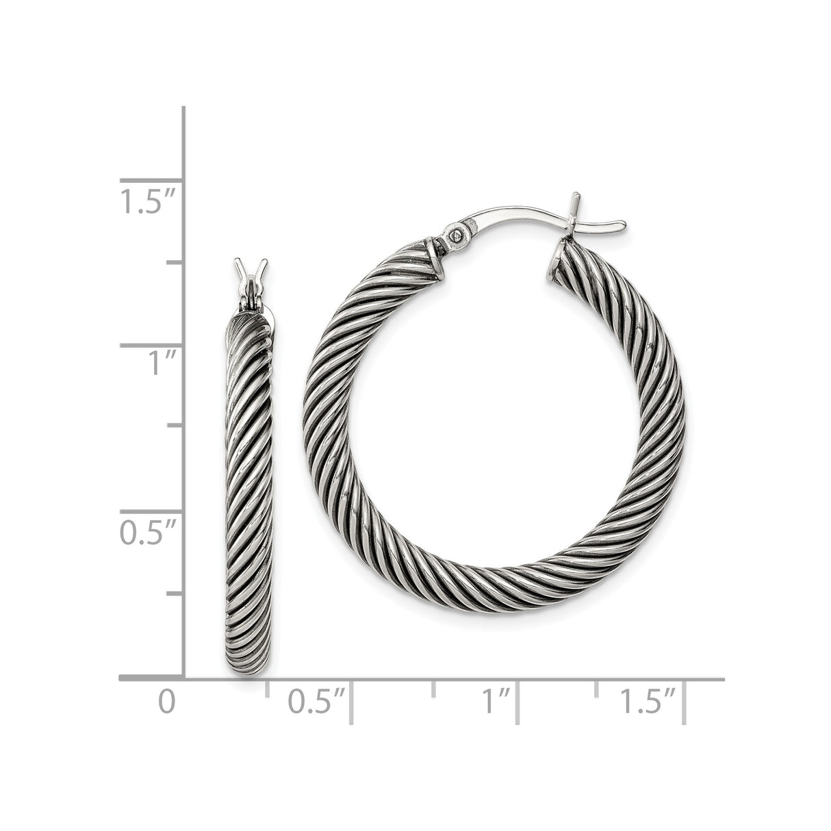 Sterling Silver Hoop Earrings with Twisted Rope Design, Bold Textured Statement Style for Women