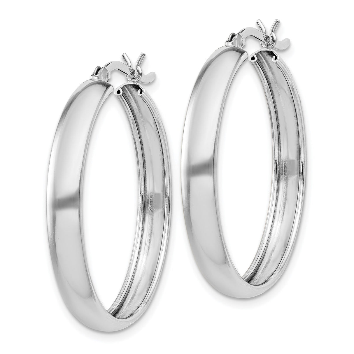 Sterling Silver Hoop Earrings, Classic Polished Round Hinged Design, Lightweight Minimalist Style