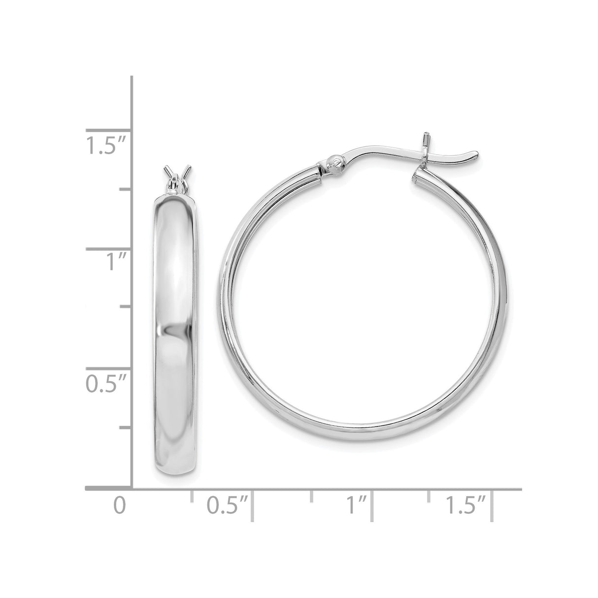 Sterling Silver Hoop Earrings, Classic Polished Round Hinged Design, Lightweight Minimalist Style