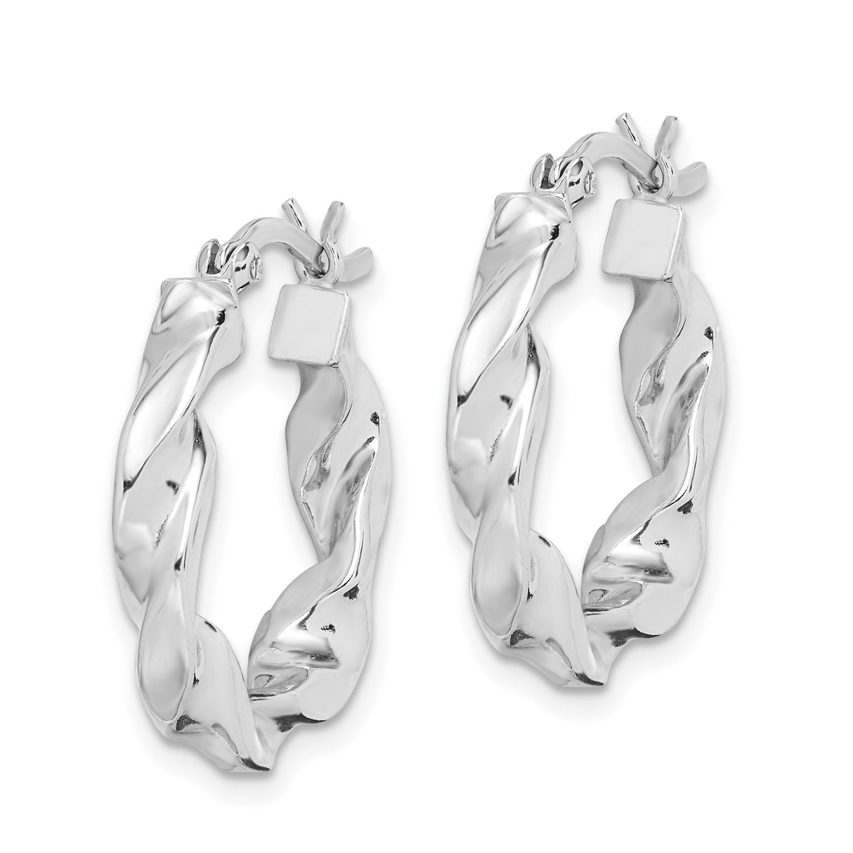 Sterling Silver Twisted Hoop Earrings, Polished Braided Design, Lightweight Modern Style