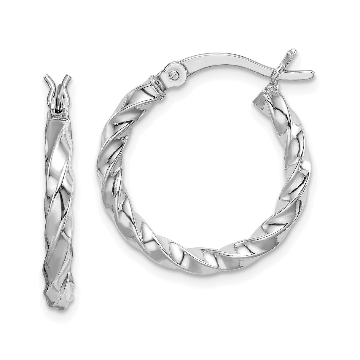 Sterling Silver Twisted Hoop Earrings with Braided Design and Textured Finish