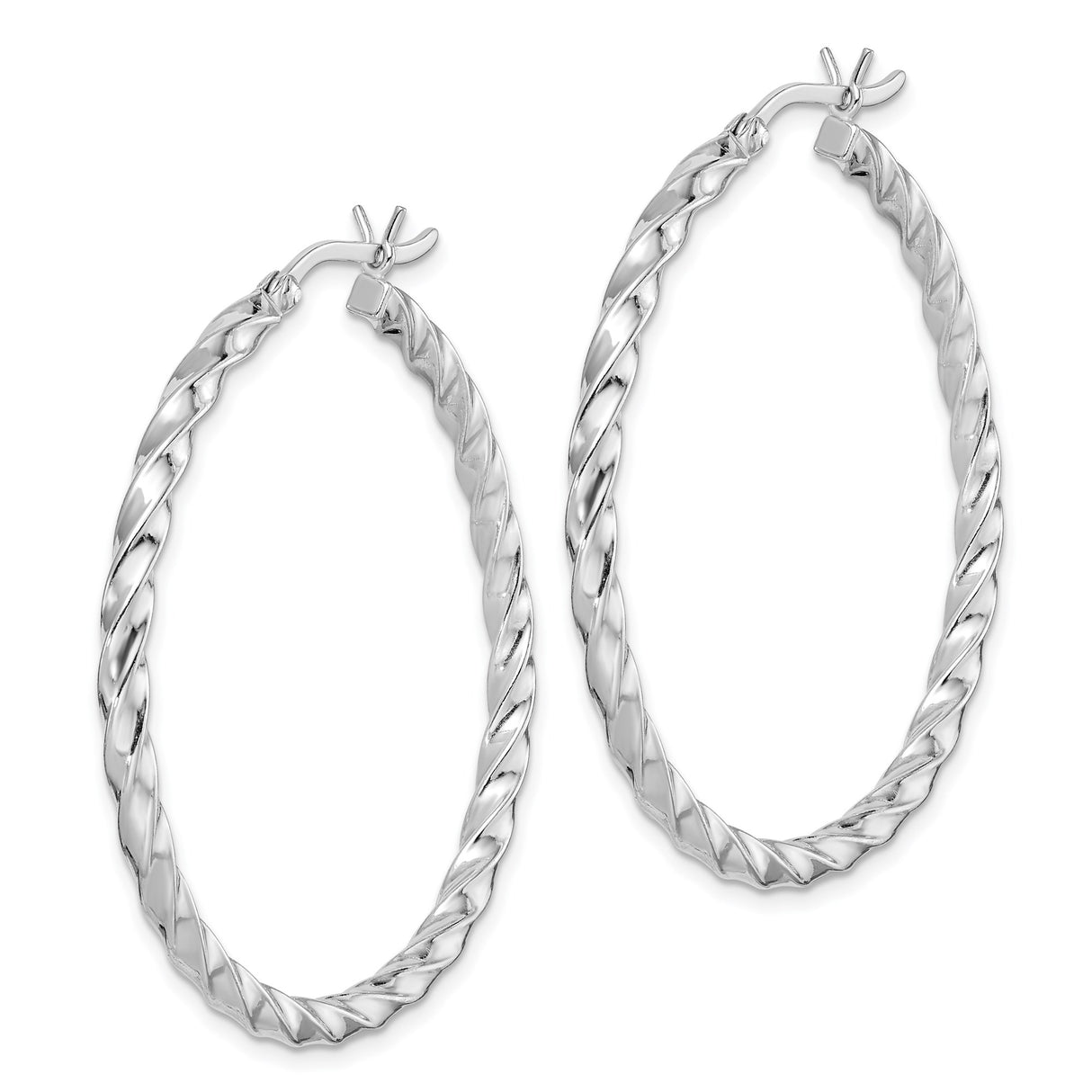 Sterling Silver Hoop Earrings, Twisted Polished Design with Textured Finish