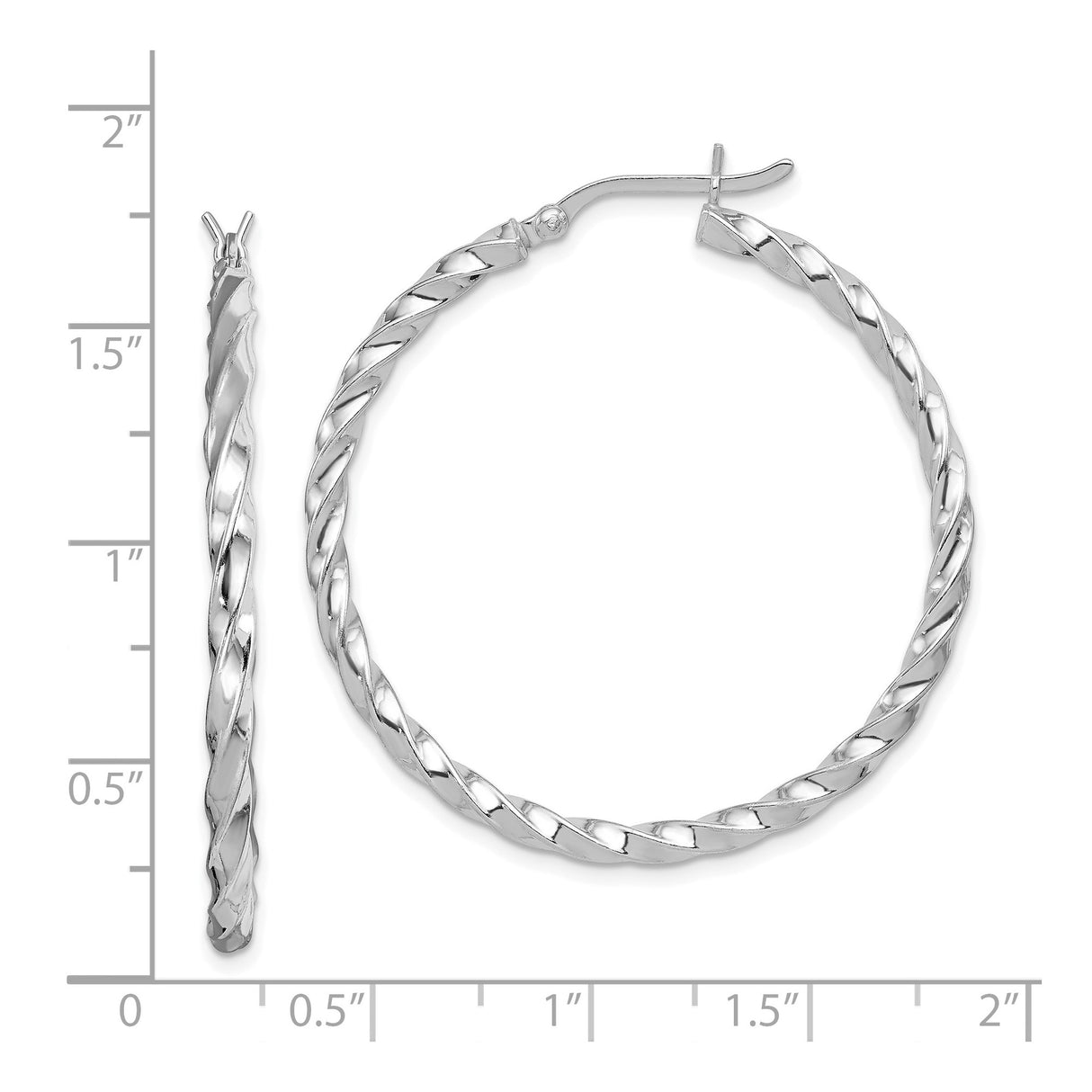 Sterling Silver Hoop Earrings, Twisted Polished Design with Textured Finish